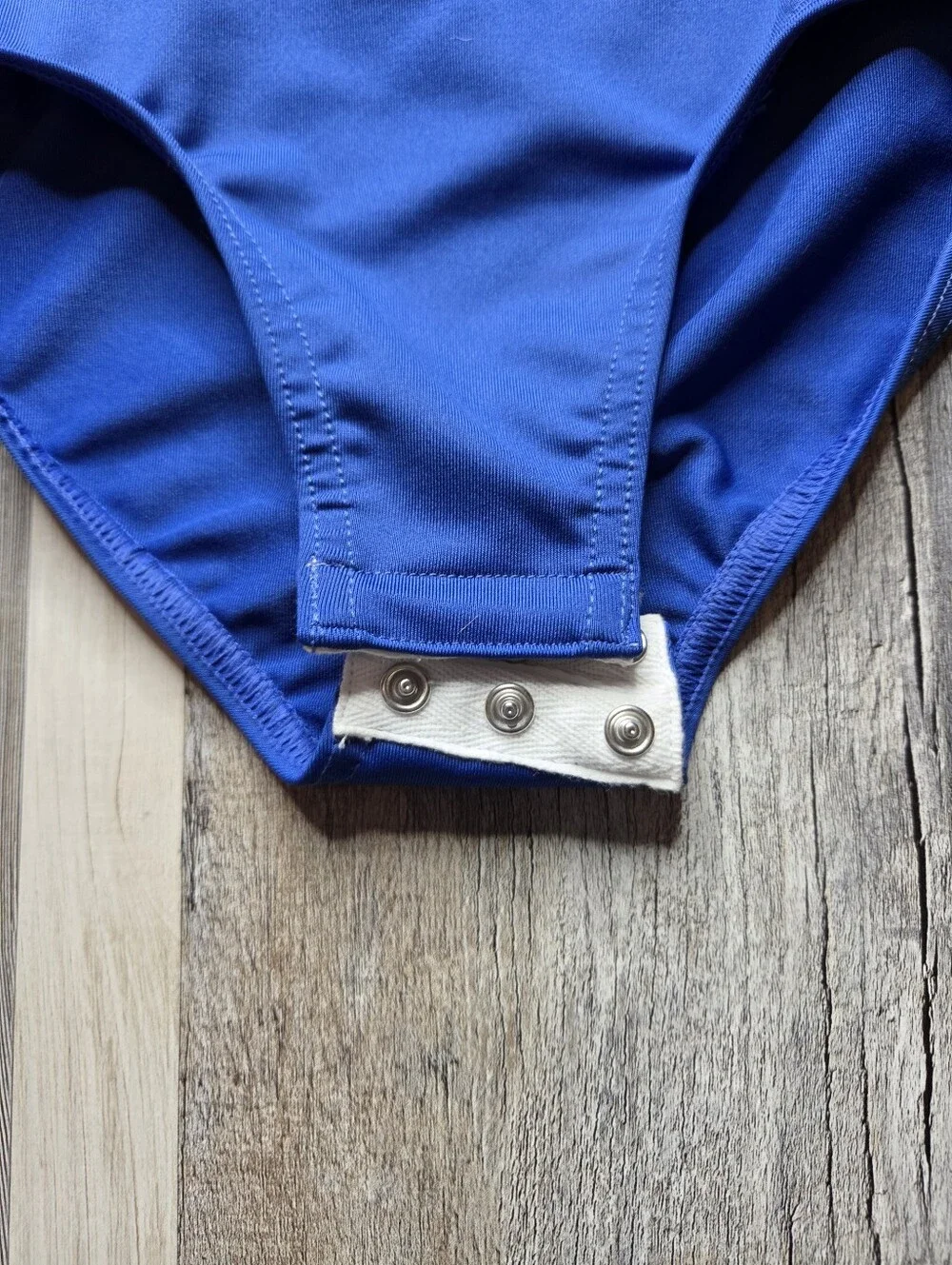 Rebel Athletic Youth Large Blue Collared Long Sleeve Body Suit Rhinestones